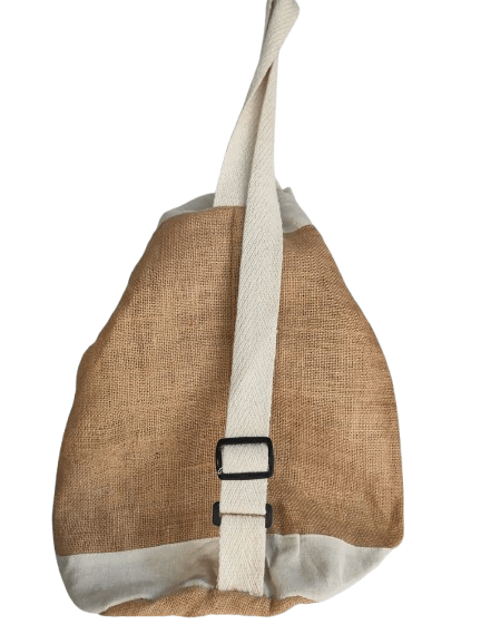 Jute Drawstring Bag with Front Pocket