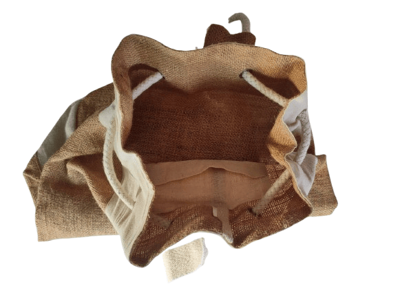 Jute Drawstring Bag with Front Pocket