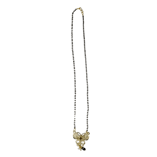 Black Beads Mangalsutra with Butterfly Pendant