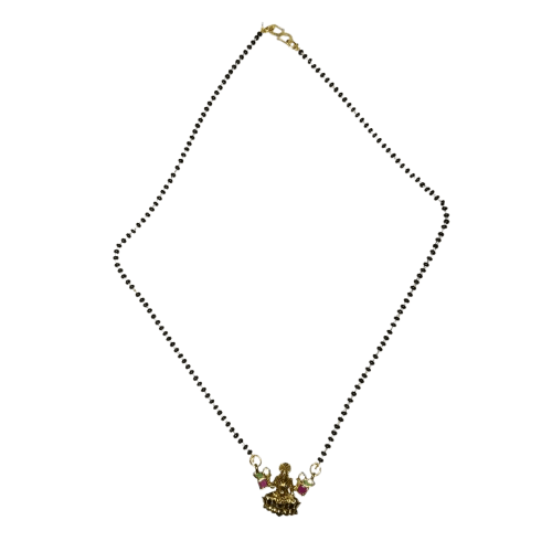 Black Beads Mangalsutra with Gold Pendant for Women