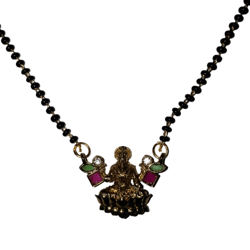Black Beads Mangalsutra with Gold Pendant for Women