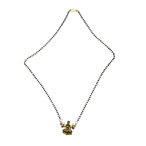 Black Beads Mangalsutra with Gold Pendant for Women