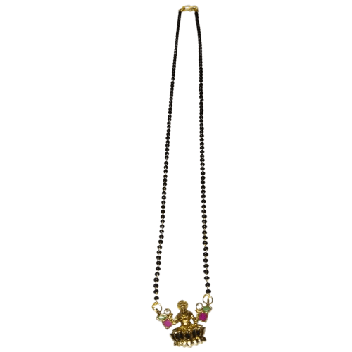 Black Beads Mangalsutra with Gold Pendant for Women
