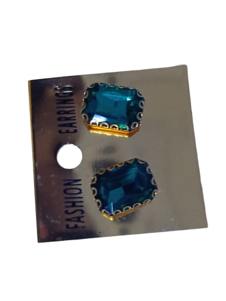 Gold Fashion Earrings with Emerald Green Rhinestones