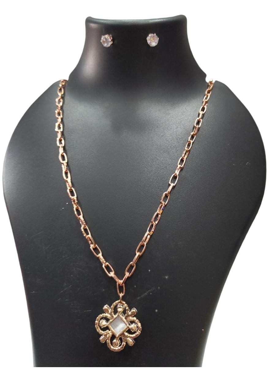 Gold Plated Traditional Indian Necklace Set with Earrings for Women