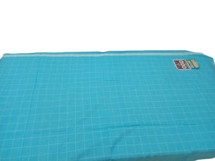 Pure Cotton Dhoti for Men - White and Blue - 30 x 60 Inches"