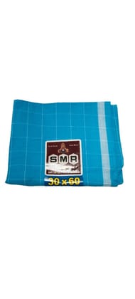 Pure Cotton Dhoti for Men - White and Blue - 30 x 60 Inches"