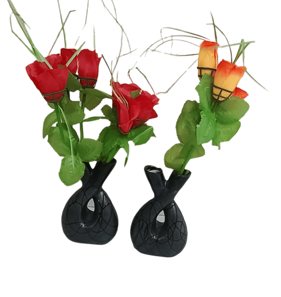2-Pack Mini Black Ceramic Bud Vases