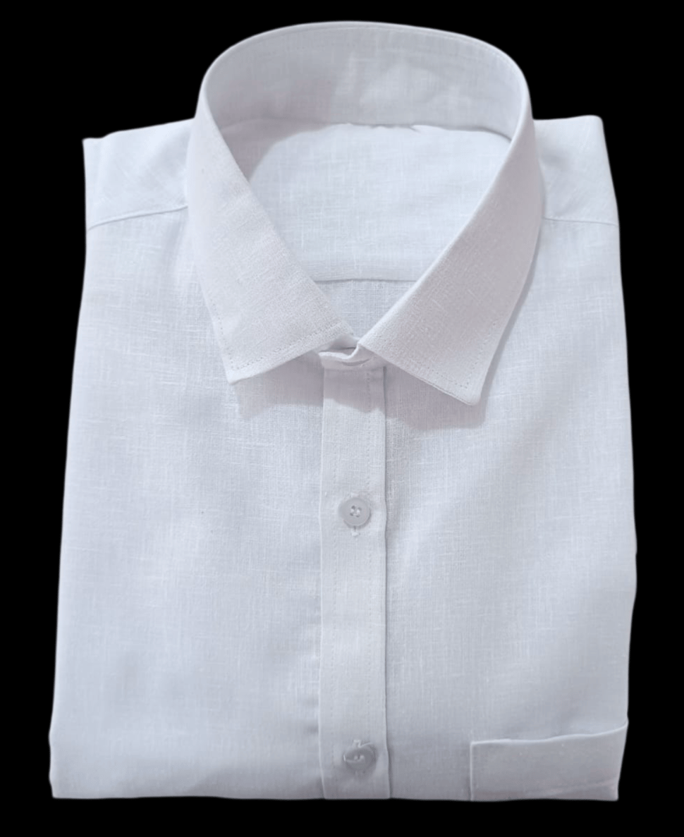 Men's White Linen Shirt half hands