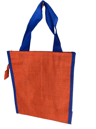 Jute Kids Lunch Bag with Blue Trim