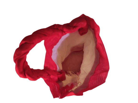 Red and Gold Embroidered Drawstring Jute Bag