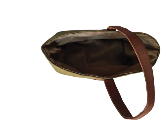 Small Canvas Basket with Brown Leather Handle