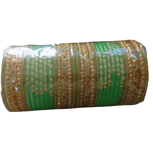 Green and Gold Bangles with Rhinestones - Bangles & Bracelets | Buy online on ZillyBuy