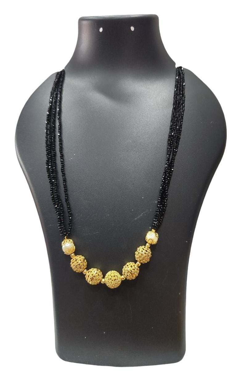 Black Beads Mangalsutra with Golden Beads for Women