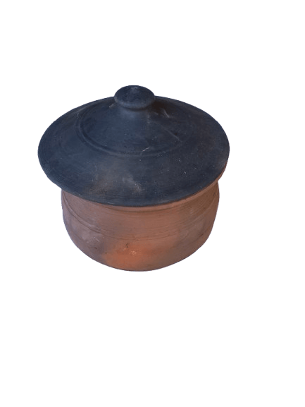 Handmade Clay Cooking Pot with Lid for Healthy Cooking, safe for easy cleanup.