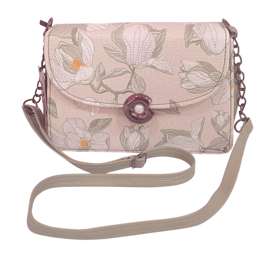 Small Crossbody Bag with Chain Strap and Floral Pattern