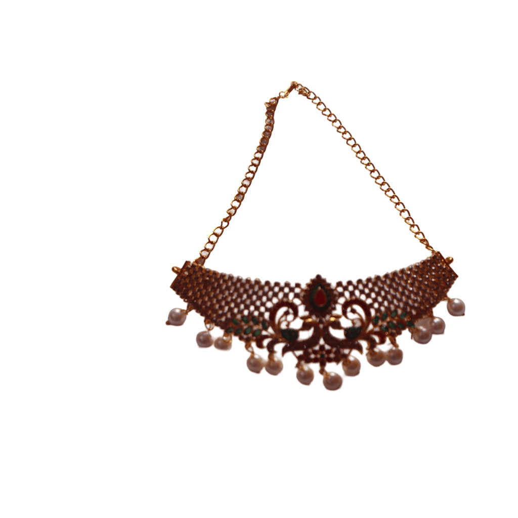 Pearl and Kundan Choker Necklace Set with Gold Plating