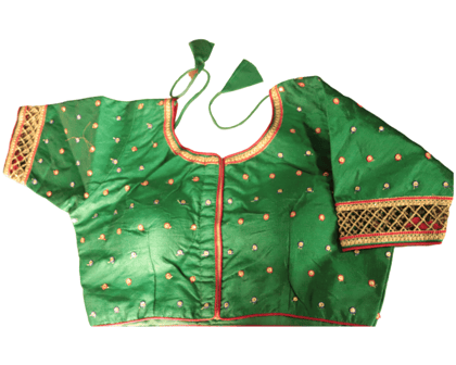 Green Embroidered Cotton Silk Saree Blouse With Zari Border Green Embroidered Cotton Silk Saree Blouse With Zari Border