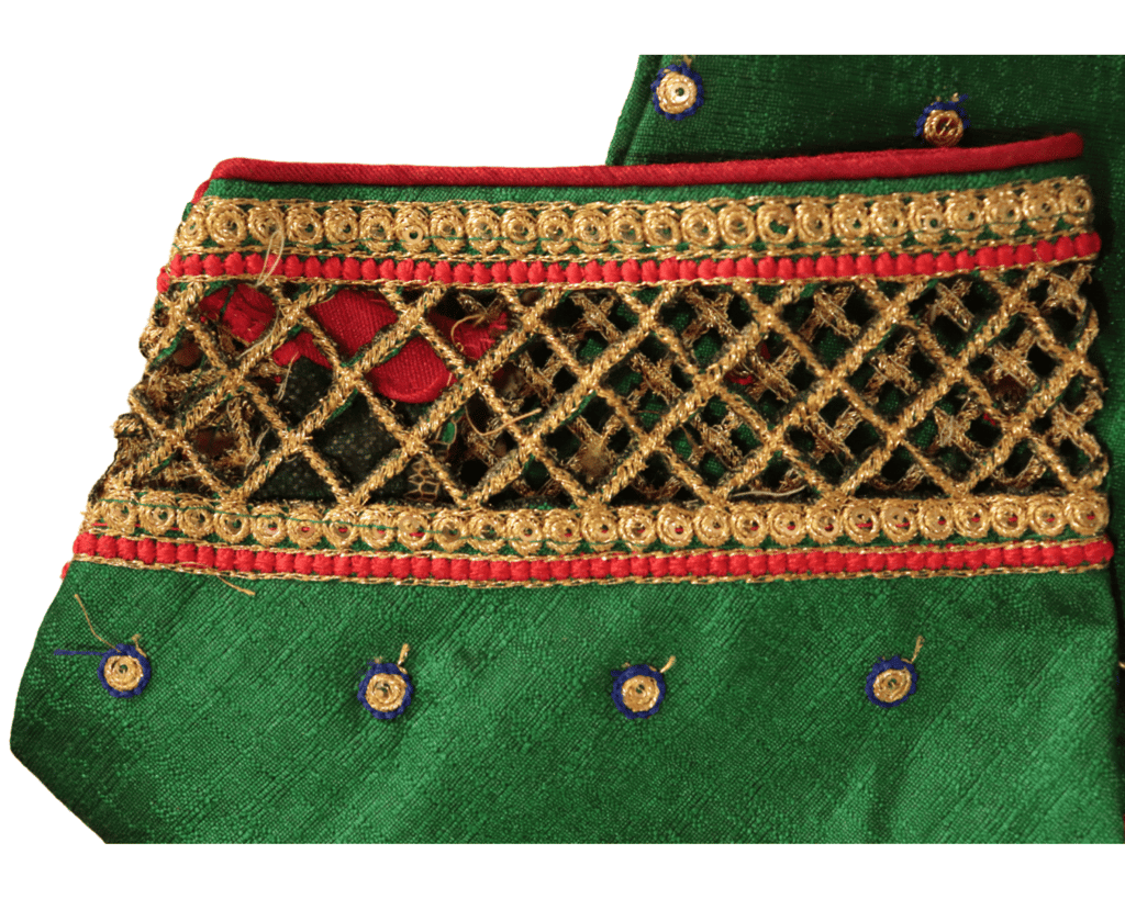 Green Embroidered Cotton Silk Saree Blouse With Zari Border