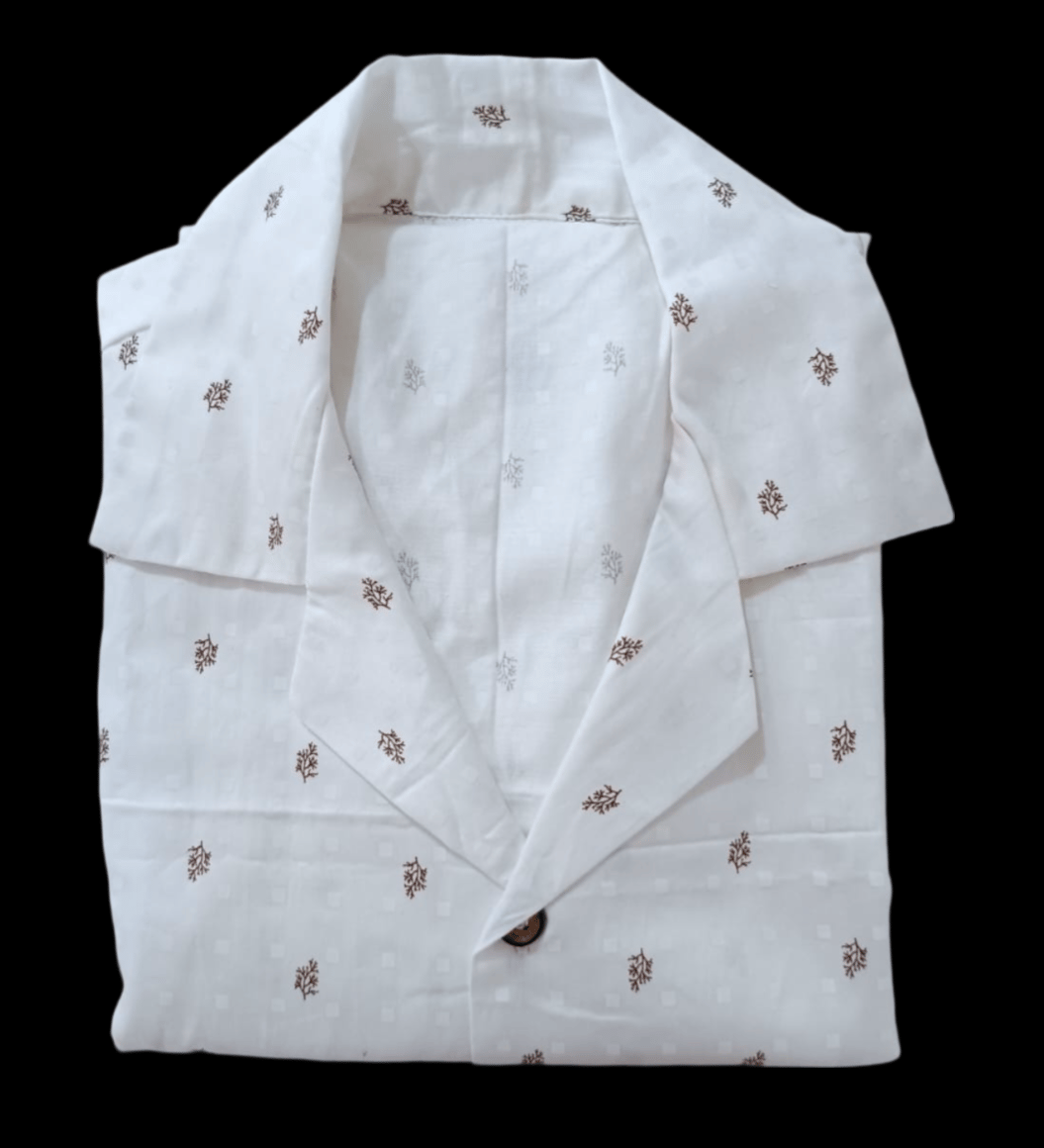 White Cotton Shirt with Floral Print for women
