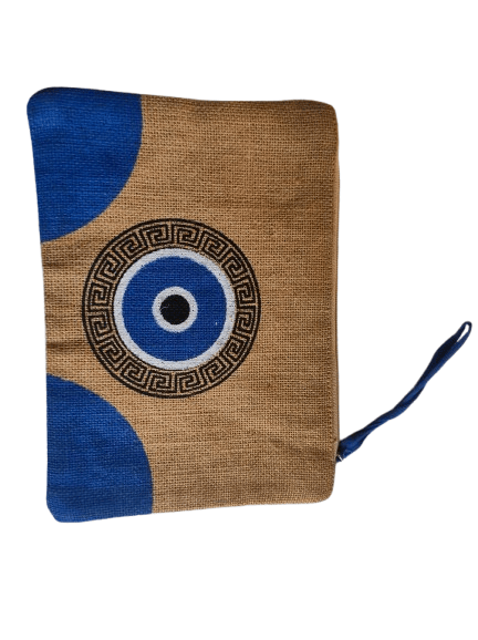 Handmade Greek Evil Eye Jute Clutch