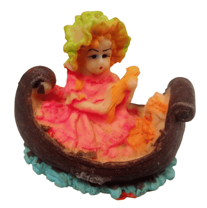 Exquisite Handcrafted Miniature Figurine of a Girl in a Boat