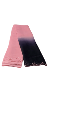 Georgette Pink, Black Saree With Blouse Piece