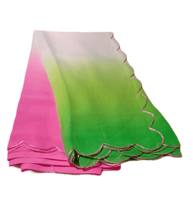 Georgette Ombre Saree With Blouse Piece | Pink Green Saree