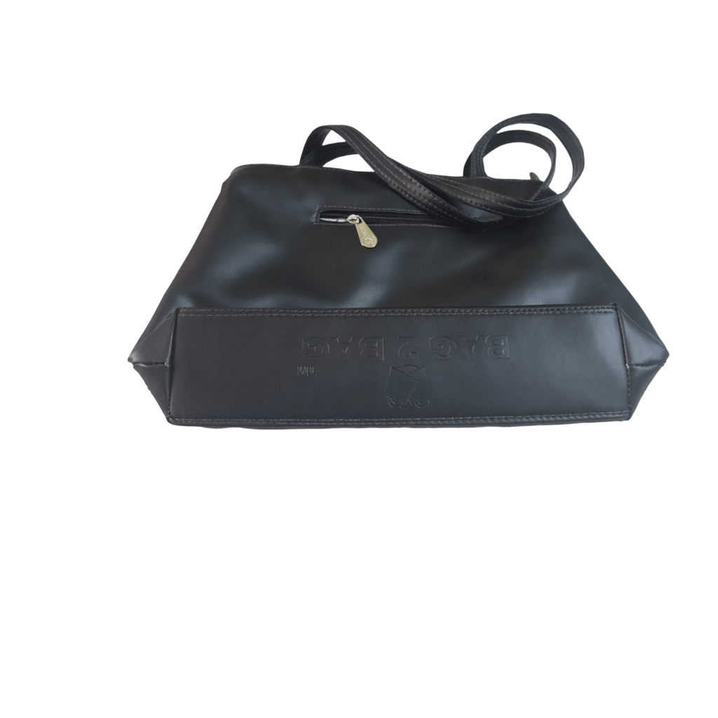 Black Quilted Faux Leather Shoulder Bag with Gold Accents