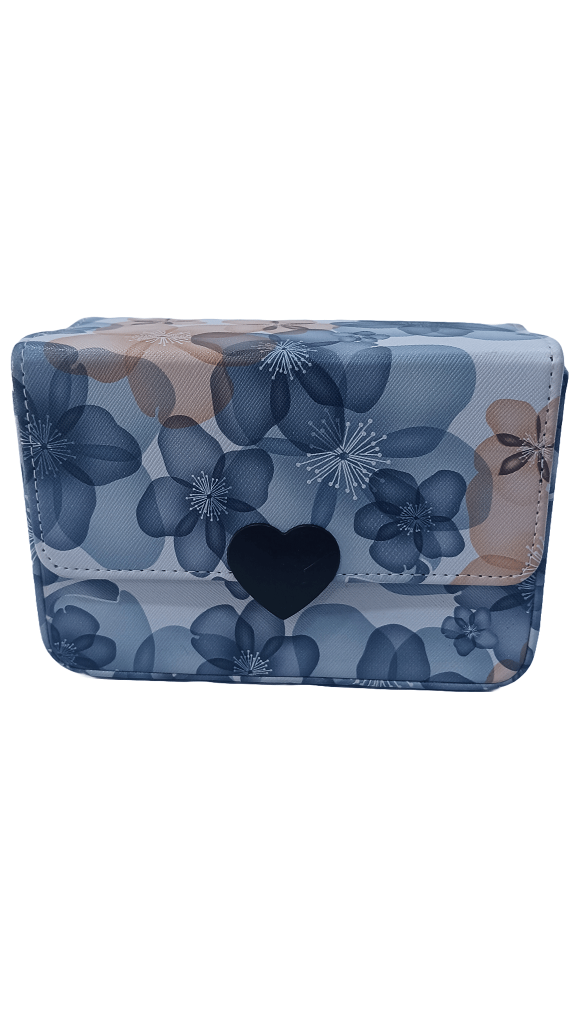 Women's Floral Print Crossbody Bag with Heart-Shaped Clasp