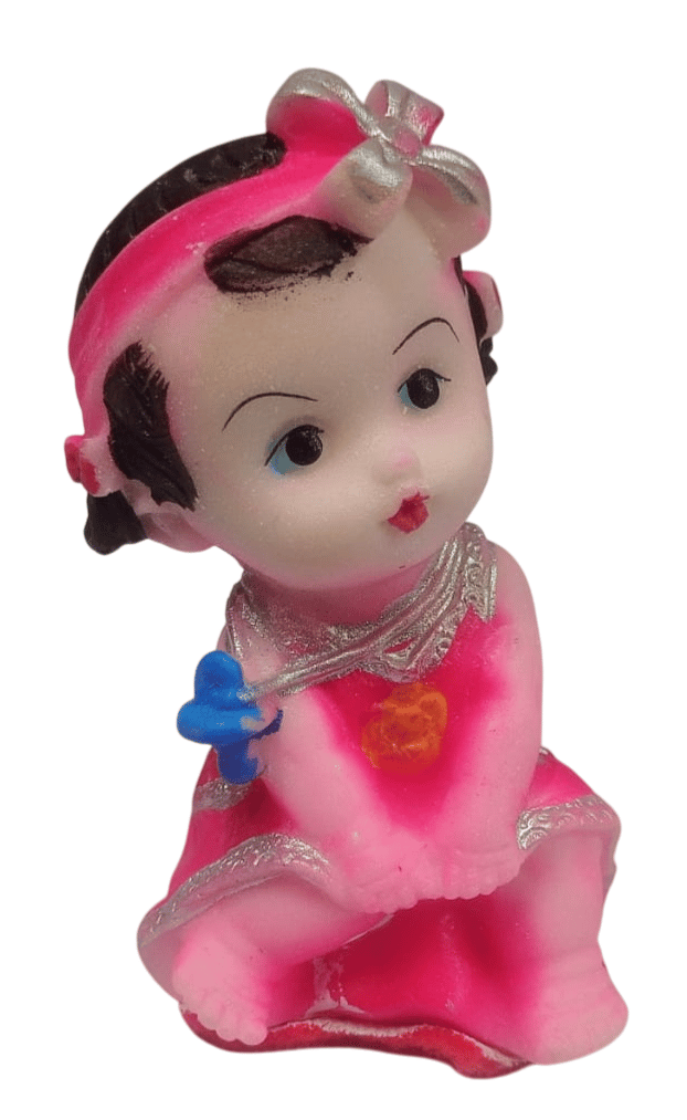 Cute Baby Doll Figurine, Resin Sitting Girl Statue for Home Decor, Birthday Gift