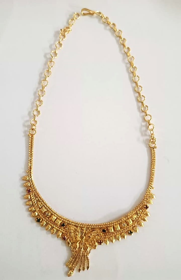 Gold Plated Traditional Indian Necklace Set with Earrings for Women