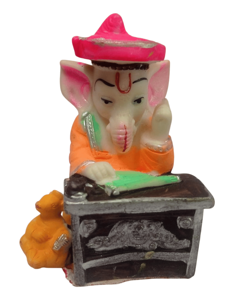 Buy Lord Ganesha Idol Sitting on Table with Mouse for Home Decor and Office Decor