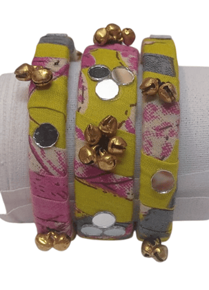 oxidized metal bangles with mirror work and ghungroo bells