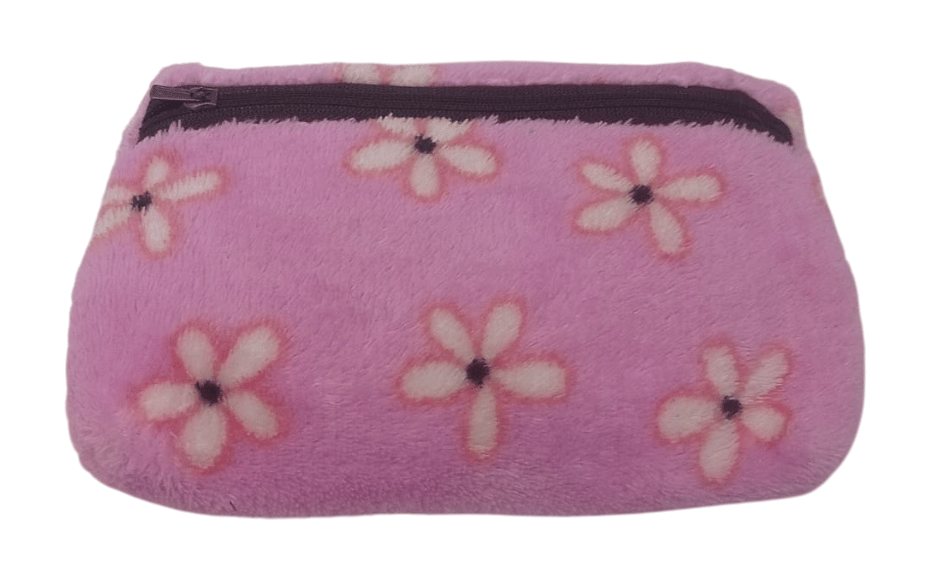 Plush Pink Flowery Coin Purse