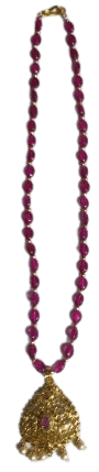 Gold Plated Traditional Indian Necklace Set with Ruby Stones and Pearls for Women