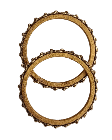 "Exquisite Golden Bangle Set with Intricate Stone Detailing - Perfect for Traditional Occasions"