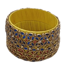 Designer Silk Thread Bangle Set for Women - Yellow - Bangles & Bracelets | Buy online on ZillyBuy