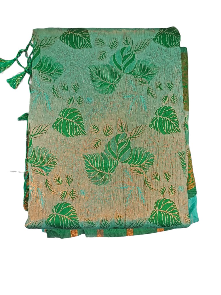 Green Banarasi Silk Saree With Zari Woven Floral Butta And Border