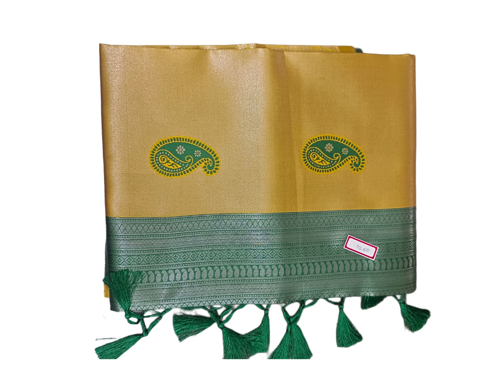 Mustard Yellow Pure Handloom Mysore Silk Saree With Green Border