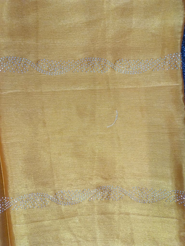 Mustard Yellow Faux Georgette Saree With Stone Work