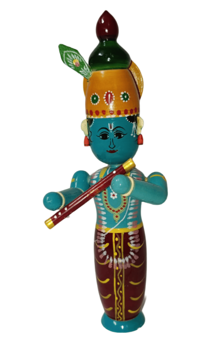 Wooden Krishna Idol | Handcrafted Indian God | Home Decor | Gift