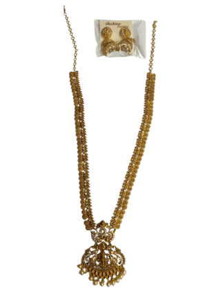 Gold Plated Traditional Indian Necklace Set with Earrings for Women