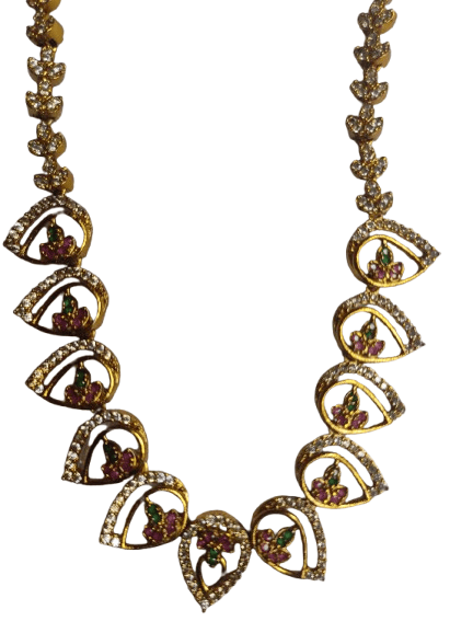 Traditional Gold Plated Temple Jewellery Necklace Set