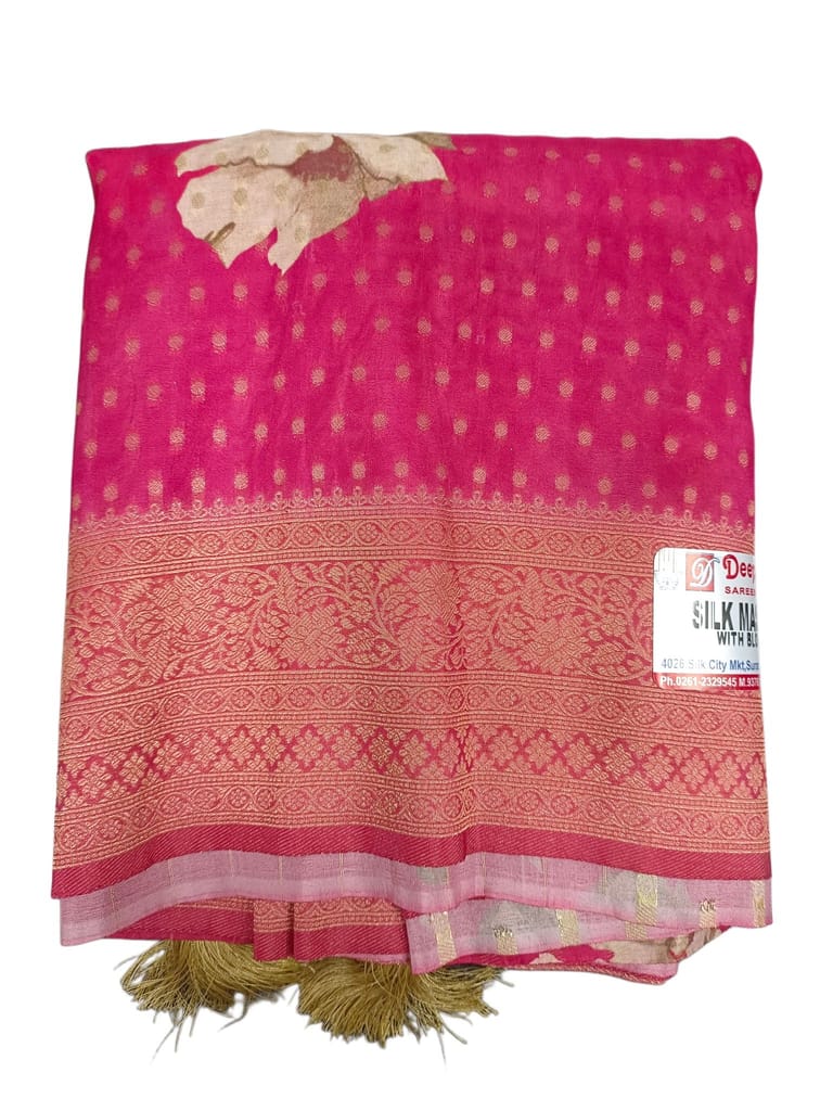 Pink Saree With Blouse - Sarees | Buy online on ZillyBuy