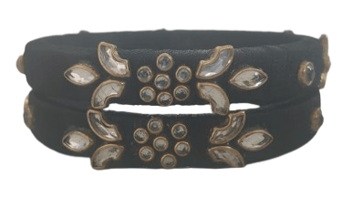 Black Velvet Bangle Set with Kundan Stones - Bangles & Bracelets | Buy online on ZillyBuy