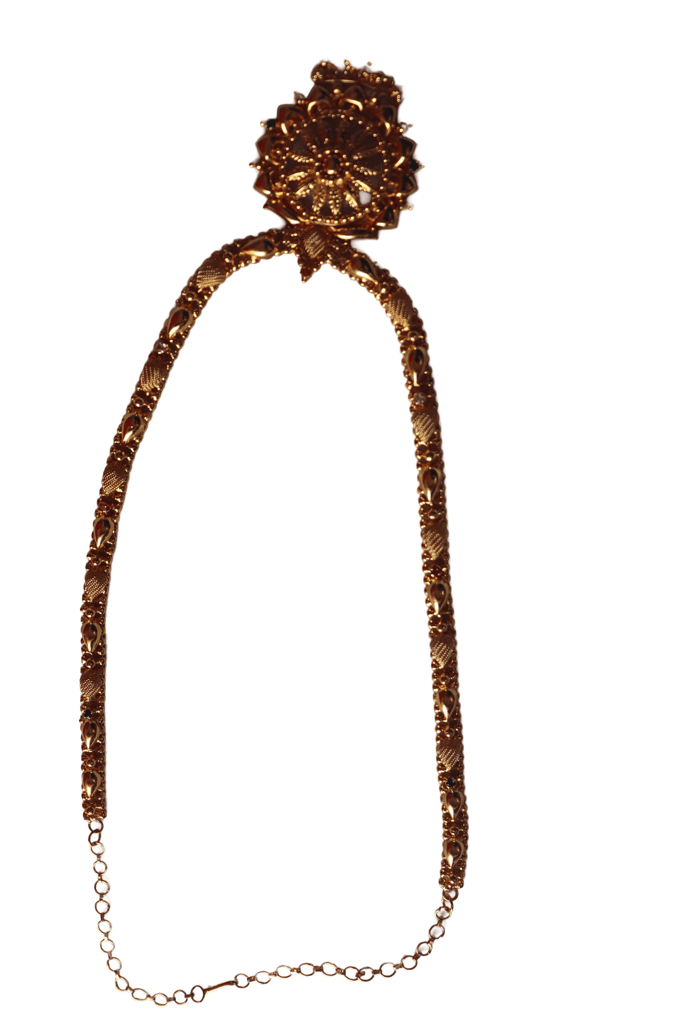 22K Yellow Gold Haram and Necklace Set with Pendant for Women