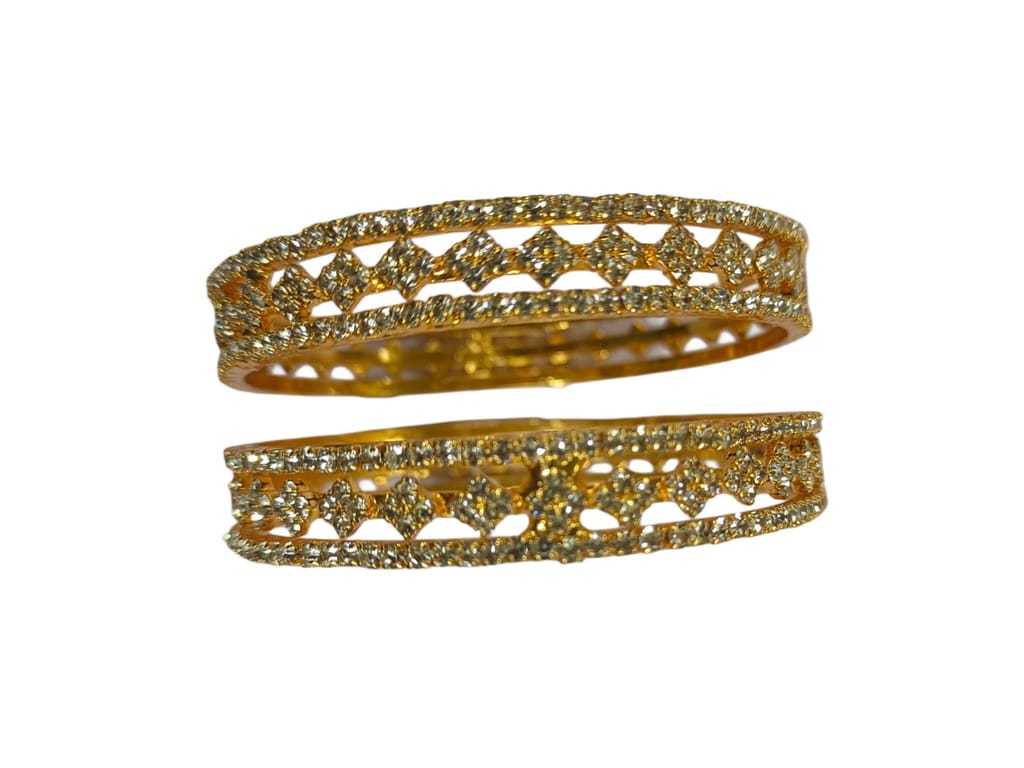 Indian Traditional Gold Plated Wedding Bangles Set of 2 Size 2.6 - Bangles & Bracelets | Buy online on ZillyBuy
