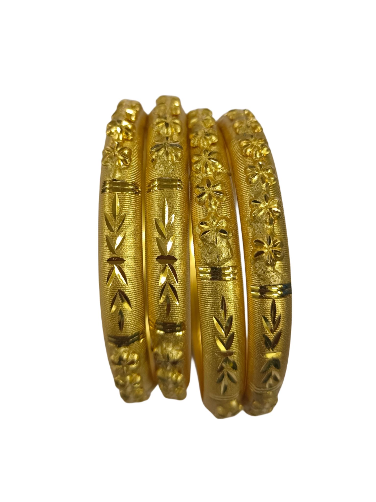 Gold Plated Bangles for Women - Set of 4 Size 2.6