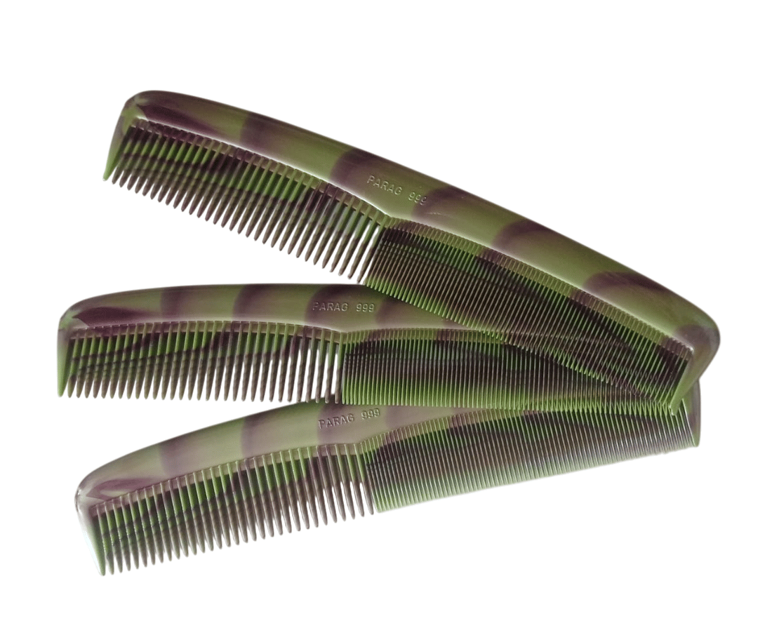 Green Plastic Hair Comb for Men and Women - Pack of 3